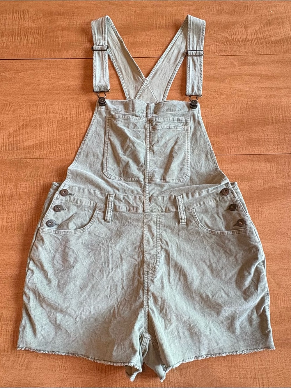 Carve Designs Sage Green Organic Cotton Corduroy Short Overalls